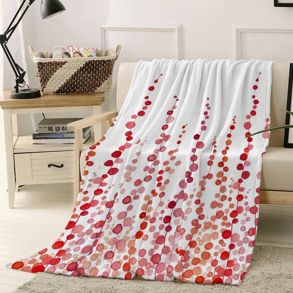 Throw Blanket Fleece Throw Blanket 40x50in, Watercolor Red Polka Dot Soft Lightweight Bed Blankets Abstract Gradient Style Fuzzy Couch Blankets for All Season