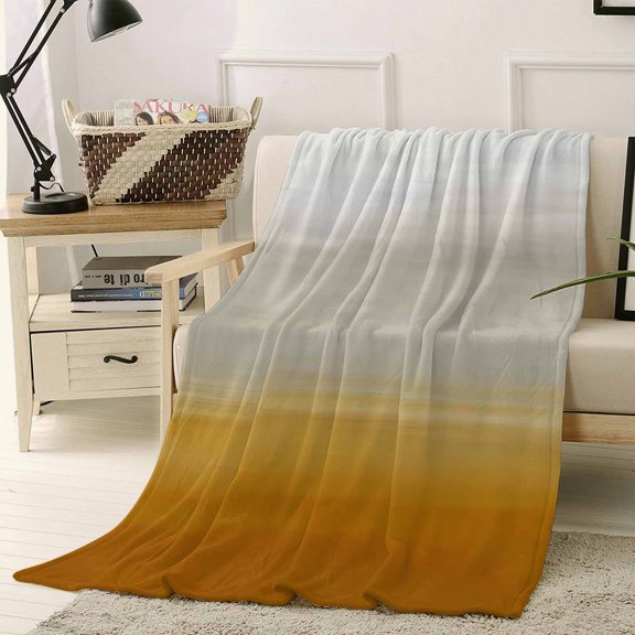 Throw Blanket Fleece Throw Blanket 50x60in, Abstract Yellow Beige Gradient Soft Lightweight Bed Blankets Minimalist Modern Art Fuzzy Couch Blankets for All Season