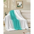 thumbnail image 1 of Throw Blanket Fleece Throw Blanket 50x60in, Classic Teal Stripes on White Soft Lightweight Bed Blankets Modern Texture Fuzzy Couch Blankets for All Season, 1 of 9