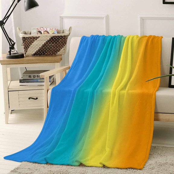 Throw Blanket Fleece Throw Blanket 50x60in, Gradient Striped Rainbow Soft Lightweight Bed Blankets Modern Minimalist Art Fuzzy Couch Blankets for All Season