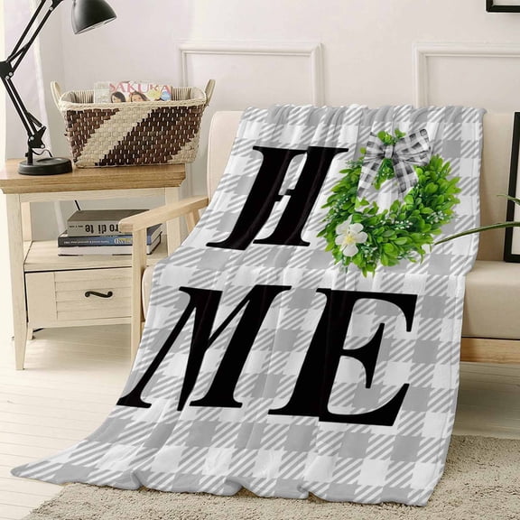 Throw Blanket Fleece Throw Blanket 50x60in, Home Green Garland Gray Gingham Check Soft Lightweight Bed Blankets Bow Flower White Buffalo Plaid Fuzzy Couch Blankets for All Season
