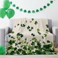 thumbnail image 1 of Throw Blanket Fleece Throw Blanket 50x60in, Irish St. Patrick's Day Green Luck Leaf Soft Lightweight Bed Blankets Vintage Linen Fuzzy Couch Blankets for All Season, 1 of 9