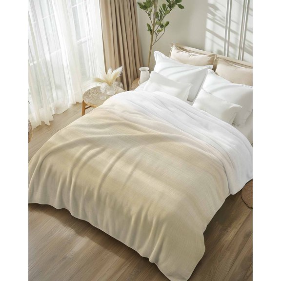 Throw Blanket Fleece Throw Blanket 50x60in, Modern Country Beige White Gradient Soft Lightweight Bed Blankets Abstract Rustic Farm Theme Fuzzy Couch Blankets for All Season