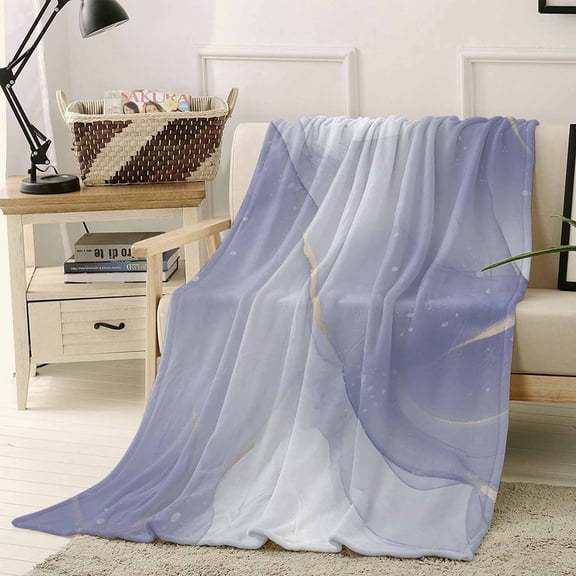 Throw Blanket Fleece Throw Blanket 50x60in, Modern Purple Gold Lines Marble Soft Lightweight Bed Blankets Abstract Gradient Art Fuzzy Couch Blankets for All Season
