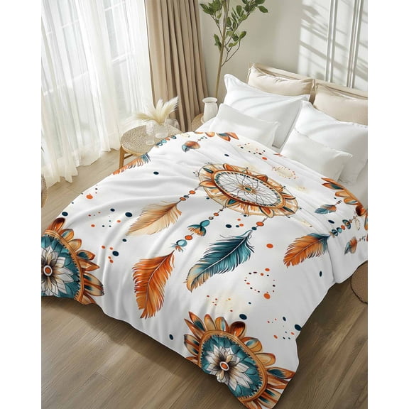 Throw Blanket Fleece Throw Blanket 50x60in, Retro Indian Totem Soft Lightweight Bed Blankets Abstract Ancient Patterns Fuzzy Couch Blankets for All Season