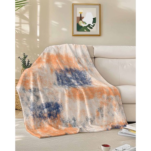 Throw Blanket Fleece Throw Blanket 50x60in, Retro Mottled Abstract Texture Soft Lightweight Bed Blankets Modern Minimalist Art Fuzzy Couch Blankets for All Season