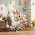 thumbnail image 1 of Throw Blanket Fleece Throw Blanket 50x60in, Spring Easter Rabbit Rose Flower Soft Lightweight Bed Blankets Farm Retro Bunny Floral Leaf Fuzzy Couch Blankets for All Season, 1 of 9