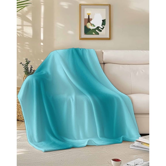 Throw Blanket Fleece Throw Blanket 50x60in, Turquoise Gradient Modern Pattern Soft Lightweight Bed Blankets Teal Abstract Art Fuzzy Couch Blankets for All Season