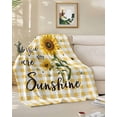 thumbnail image 1 of Throw Blanket Fleece Throw Blanket 50x60in, Watercolor Sunflower Love Bee Sunshine Soft Lightweight Bed Blankets Yellow Gingham Check Fuzzy Couch Blankets for All Season, 1 of 9