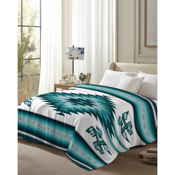 Throw Blanket Fleece Throw Blanket 50x80in, Bohemian Tribal Thunderbird Soft Lightweight Bed Blankets Abstract Geometric Art Fuzzy Couch Blankets for All Season