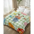thumbnail image 1 of Throw Blanket Fleece Throw Blanket 50x80in, Cartoon Easter Bunny Soft Lightweight Bed Blankets Abstract Eggs on Green Plaid Fuzzy Couch Blankets for All Season, 1 of 9