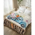 thumbnail image 1 of Throw Blanket Fleece Throw Blanket 50x80in, Easter Bunny Colorful Eggs on Truck Soft Lightweight Bed Blankets Flower on Linen and Wooden Fuzzy Couch Blankets for All Season, 1 of 9