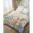 thumbnail image 1 of Throw Blanket Fleece Throw Blanket 50x80in, Easter Farm Rabbit Eggs Floral Soft Lightweight Bed Blankets Watercolor Plant on Postcard Fuzzy Couch Blankets for All Season, 1 of 9