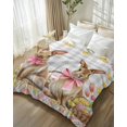 thumbnail image 1 of Throw Blanket Fleece Throw Blanket 50x80in, Easter Farmhouse Bunny Bow Soft Lightweight Bed Blankets Pastoral Tulips Gray Plaid Fuzzy Couch Blankets for All Season, 1 of 9