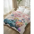 thumbnail image 1 of Throw Blanket Fleece Throw Blanket 50x80in, Farm Blue Truck Rose Flower Easter Egg Soft Lightweight Bed Blankets Spring Cherry Vintage Linen Fuzzy Couch Blankets for All Season, 1 of 9