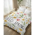 thumbnail image 1 of Throw Blanket Fleece Throw Blanket 50x80in, Hello Spring Words Tulip Soft Lightweight Bed Blankets Easter Floral Art Fuzzy Couch Blankets for All Season, 1 of 9