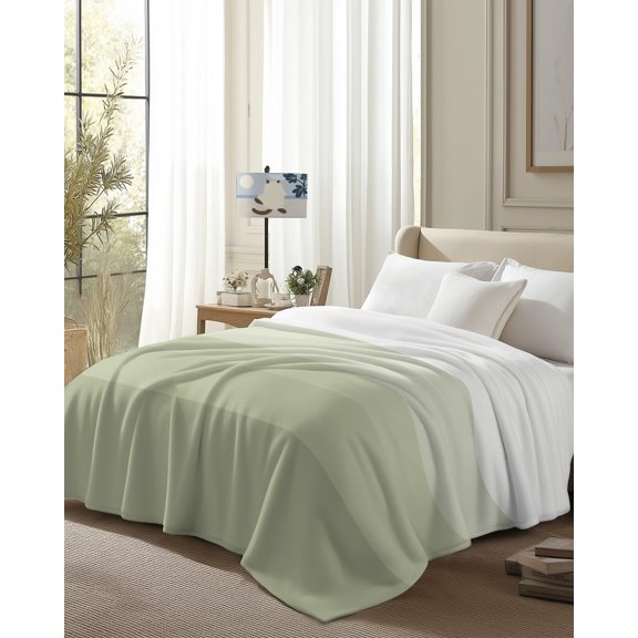 Throw Blanket Fleece Throw Blanket 50x80in, Modern Sage Green Gradient Line Soft Lightweight Bed Blankets Abstract Minimalist Ombre Line Fuzzy Couch Blankets for All Season