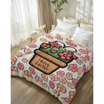 thumbnail image 1 of Throw Blanket Fleece Throw Blanket 50x80in, Spring Easter Potted Cactus Floral Soft Lightweight Bed Blankets Farm Pink Flower on Linen Fuzzy Couch Blankets for All Season, 1 of 9