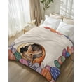 thumbnail image 1 of Throw Blanket Fleece Throw Blanket 50x80in, Spring Easter Watercolor Egg Bunny Soft Lightweight Bed Blankets Colorful Eggs on Burlap Fuzzy Couch Blankets for All Season, 1 of 9