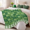 thumbnail image 1 of Throw Blanket Fleece Throw Blanket 50x80in, St. Patrick's Day Shamrock Plaid Soft Lightweight Bed Blankets Watercolor Lucky Shamrocks Fuzzy Couch Blankets for All Season, 1 of 9