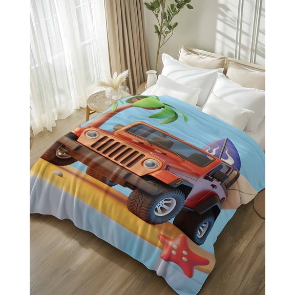 Throw Blanket Fleece Throw Blanket 50x80in, Summer Travel RV Beach Coconut Tree Soft Lightweight Bed Blankets Camping Vacation Truck Fuzzy Couch Blankets for All Season