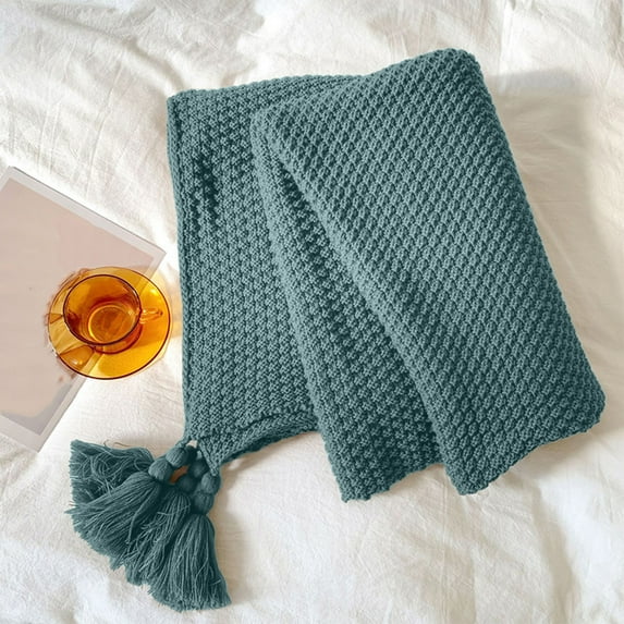 Throw Blanket For Couch Knit Fall Decor Blanket Versatile For Chair Decorative Halloween Blanket With Tassels For Bed