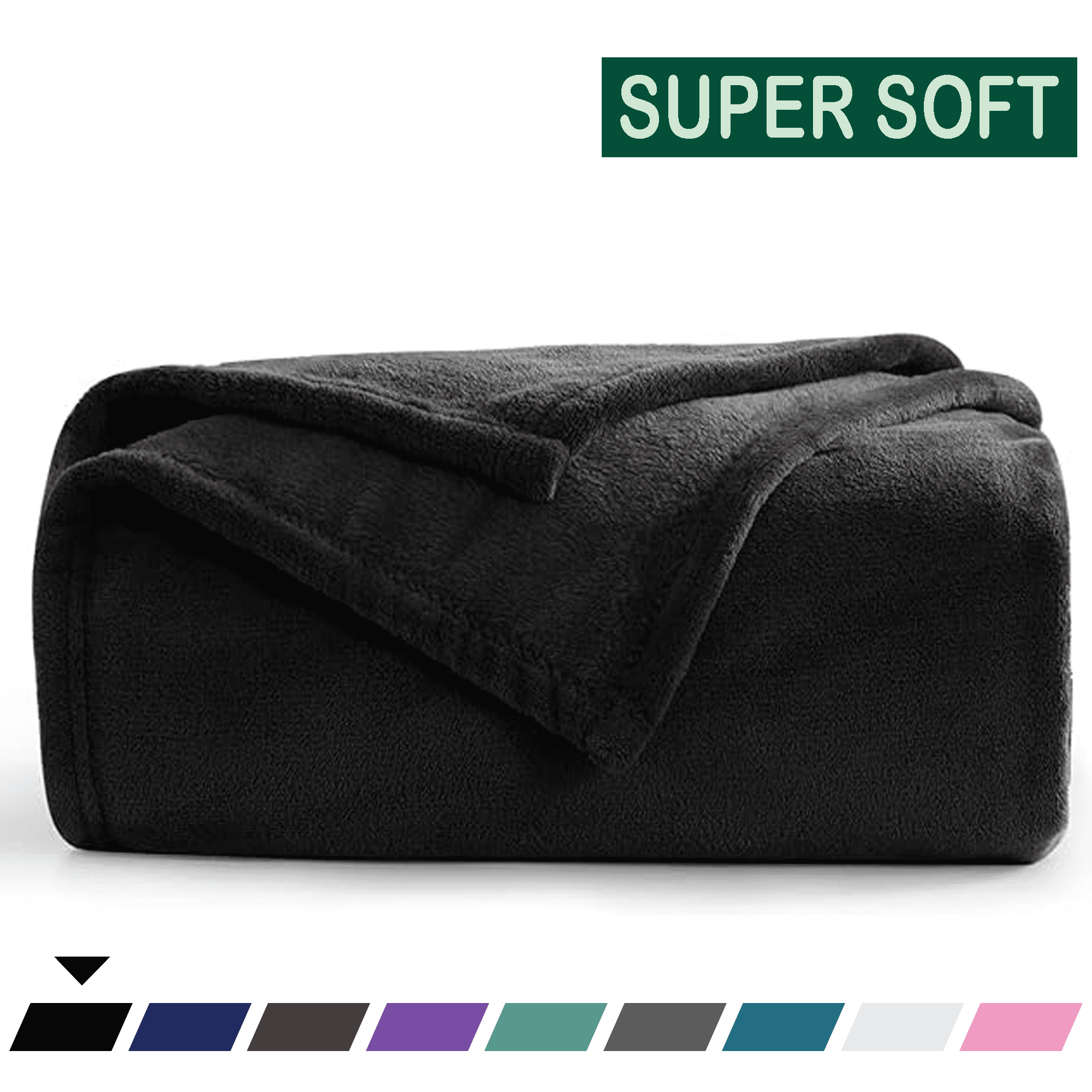 Throw Blanket, Fuzzy & Plush Warm Fleece Blanket, King Size Black Blankets for Couch Beds, Washable Soft Blankets for Women, 108" x 90"