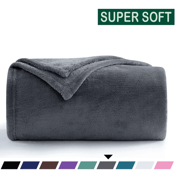 Throw Blanket, Fuzzy & Plush Warm Fleece Blanket, King Size Dark Gray Blankets for Couch Beds, Washable Soft Blankets for Women, 108" x 90"