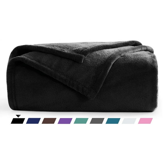 Throw Blanket, Fuzzy & Plush Warm Fleece Blanket, Queen Size Black Blankets for Couch Beds, Washable Soft Blankets for Women, 90" x 90"