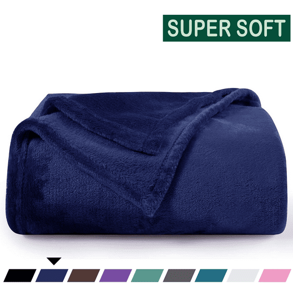 Throw Blanket, Fuzzy & Plush Warm Fleece Blanket, Queen Size Navy Blankets for Couch Beds, Washable Soft Blankets for Women, 90" x 90"