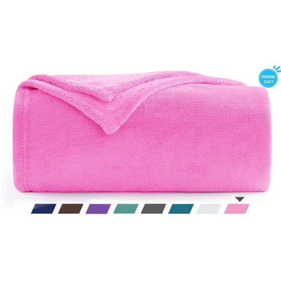 Throw Blanket, Fuzzy & Plush Warm Fleece Blanket, Queen Size Pink Blankets for Couch Beds, Washable Soft Blankets for Women, 90" x 90"