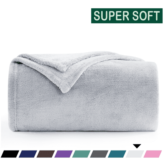 Throw Blanket, Fuzzy & Plush Warm Fleece Blanket, Queen Size Silver Gray Blankets for Couch Beds, Washable Soft Blankets for Women, 90" x 90"