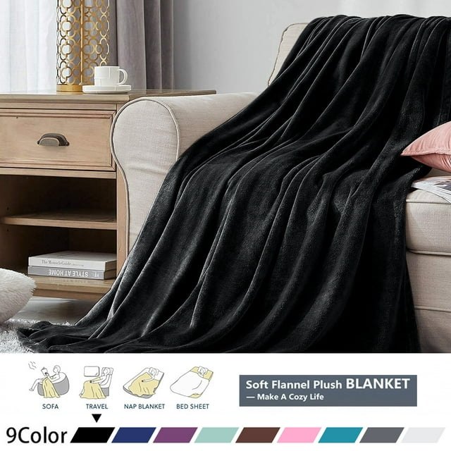 Throw Blanket, Fuzzy & Plush Warm Fleece Blanket, Throw Size Black