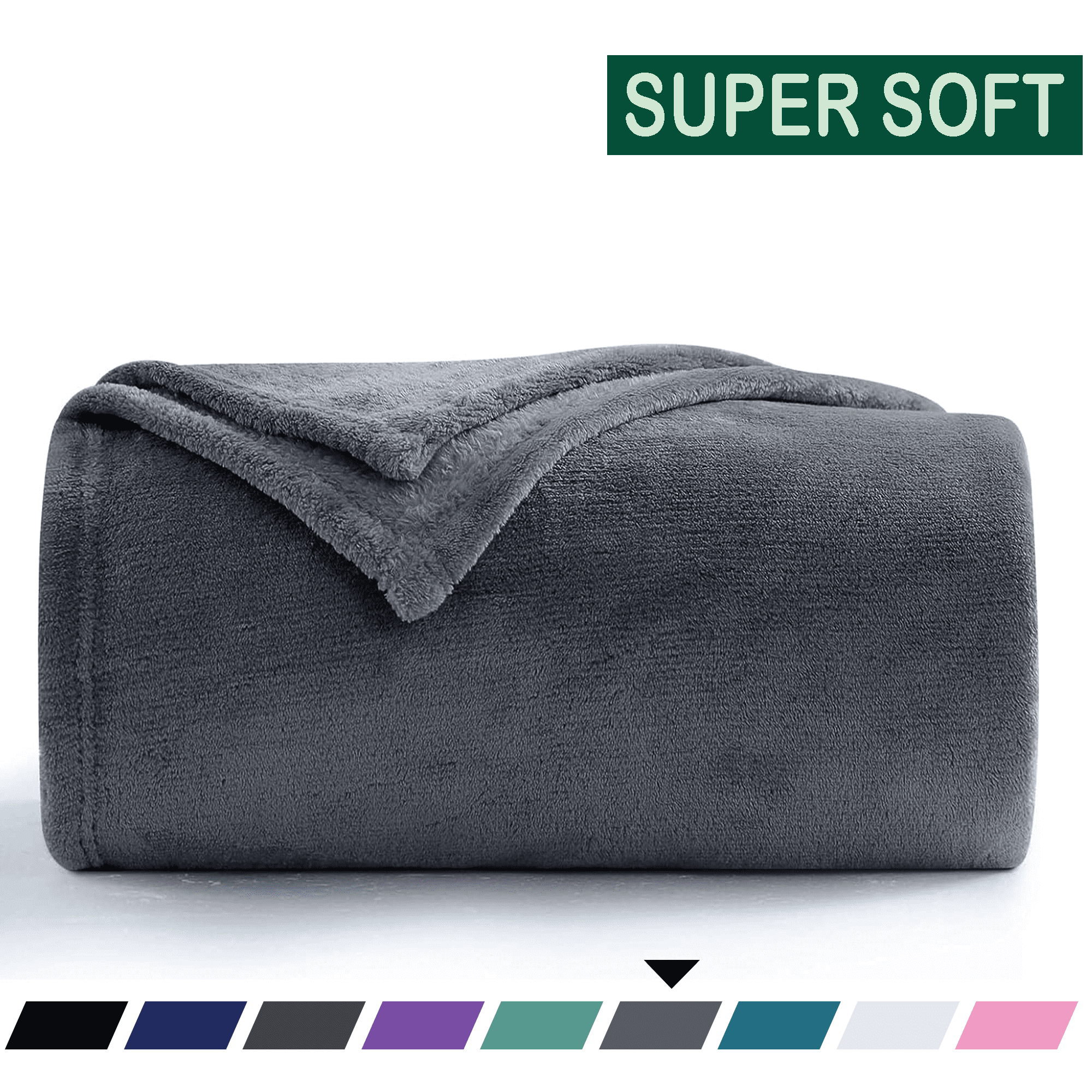 "Warm Fleece Throw Blanket, Dark Gray, Soft Plush, Washable, for Couch