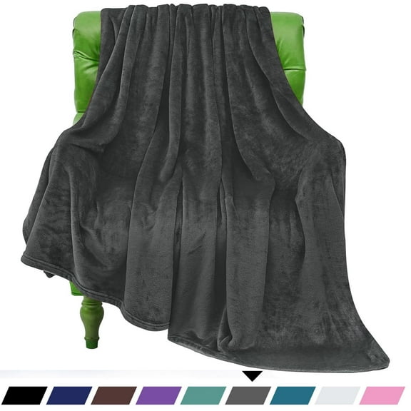 Throw Blanket, Fuzzy & Plush Warm Fleece Blanket, Throw Size Dark Gray Blankets for Couch Beds, Washable Soft Blankets for Women, 50" x 60"