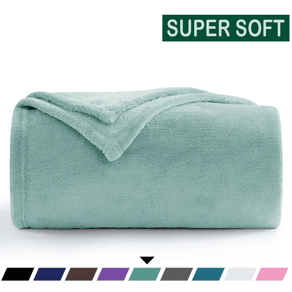 Throw Blanket, Fuzzy & Plush Warm Fleece Blanket, Twin Size Gray Green Blankets for Couch Beds, Washable Soft Blankets for Women, 60" x 80"