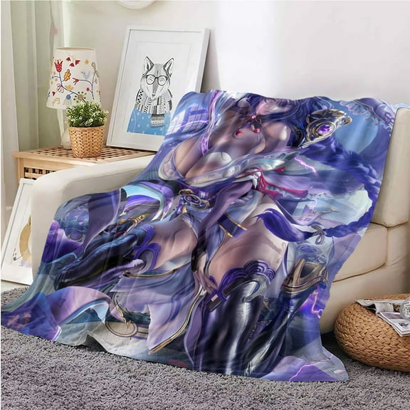 Throw Blanket Genshin Impact Blanket Anime Soft Plush Flannel for Bedding 60"x50" Beelzebul