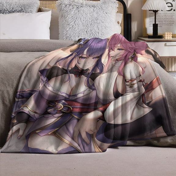 Throw Blanket Genshin Impact Blanket Cute Anime Soft Plush Flannel for Bedding Gift 60"x50"