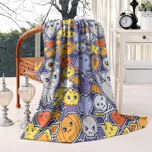 Throw Blanket Gifts for Women Men, Halloween Pumphkin Scary Flannel Fleece Blanket for Home Decor, Halloween Birthday Gifts for Friends Family, 60"X50"