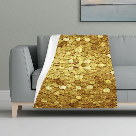 Throw Blanket Gold Coins Amazing Flannel Blanket Soft Throw Blanket For Couch Bed All Seasons (32"X48")