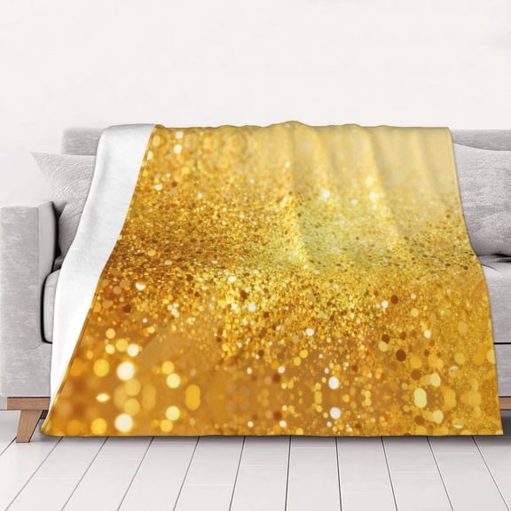 Throw Blanket Gold Pattern Soft Cozy Fleece Flannel Blanket Home Decor for Couch Sofa Bed 40"x30"