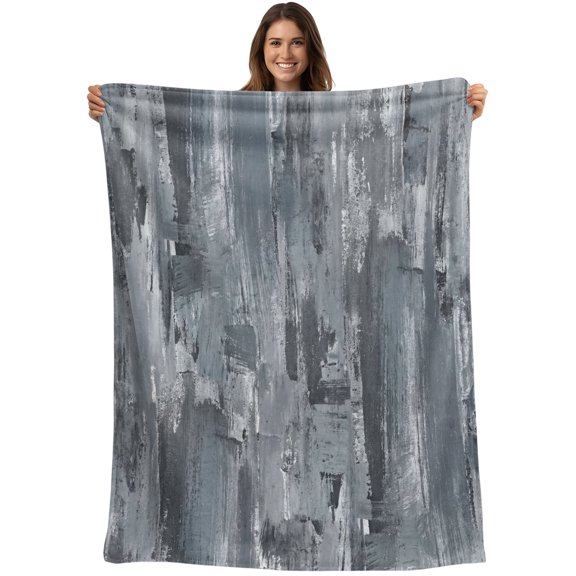 Throw Blanket Gray Abstract Painting Blankets and Throws, Spotted Graffiti Art Blanket for Couch Bed Sofa Chair, Soft Cozy Warm Flannel Fleece Blankets for All Season Home Decor 40x50 Inch