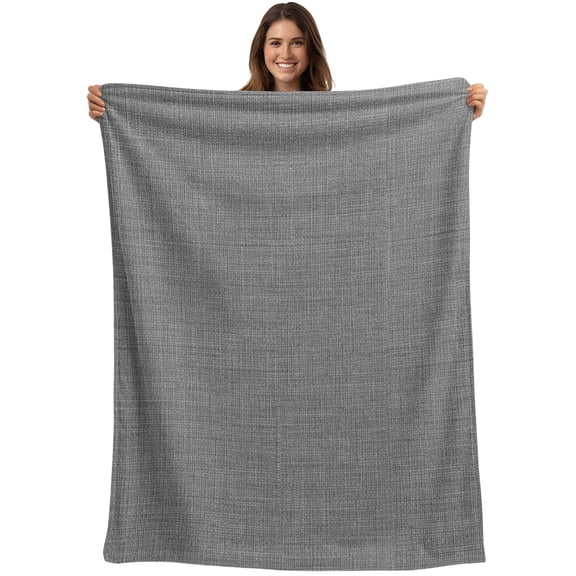 Throw Blanket Grey Linen Blankets and Throws, Farmhouse Pure Color Blanket for Couch Bed Sofa Chair, Soft Cozy Warm Flannel Fleece Blankets for All Season Home Decor 40x50 Inch