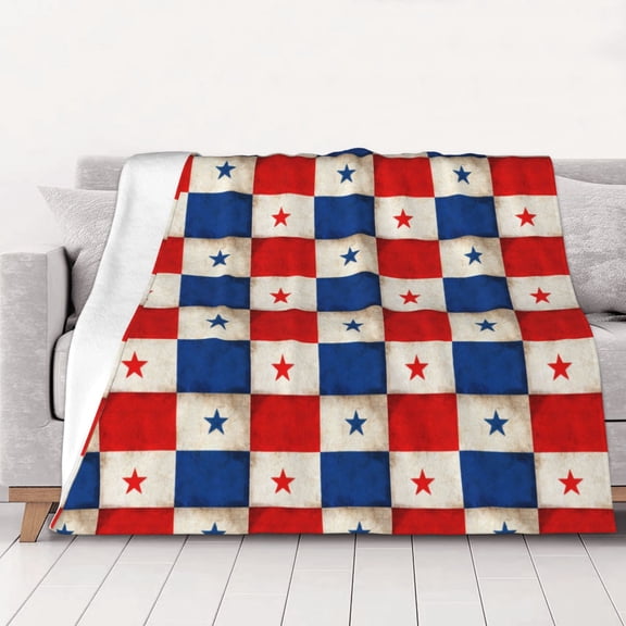 Throw Blanket Grunge Retro Panama Flag Soft Cozy Fleece Flannel Blanket Home Decor for Couch Sofa Bed 50"x40"