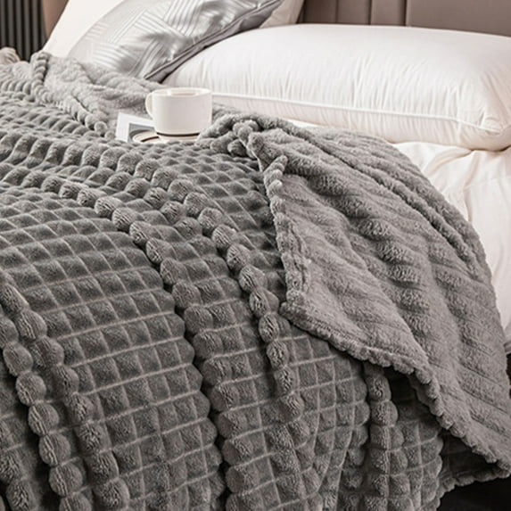Throw Blanket, Hwkond Flannel Blanket 78.7 X 70.8 Inches Four Seasons Universal Bed Blanket Hot Sheet Sofa Blanket Milk Flannel Nap Cover Blanket(Dark Gray,180x200cm)
