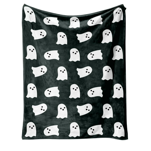 Throw Blanket Hwkond New Flannel Halloween Cute White Ghost Festival Shawl Blanket Nap Blanket,130x150cm