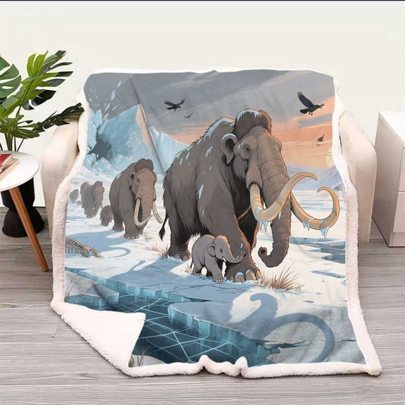 Throw Blanket Ice Age Mammoths Couch Blankets Soft & Cozy Camping Travel Picnic 59in X 70.8in Twin Size