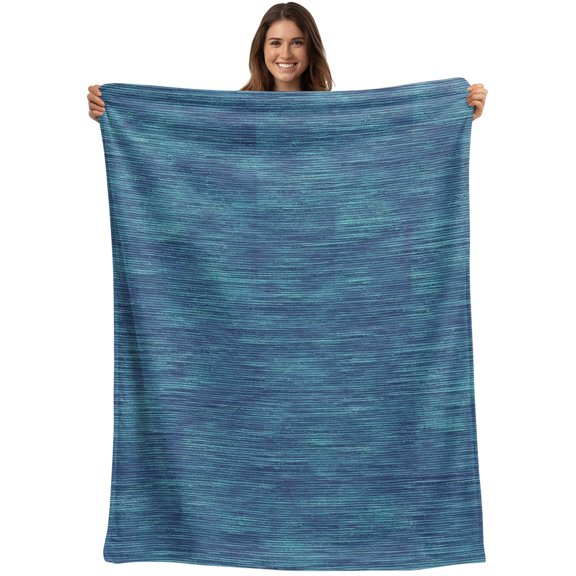Throw Blanket Indigo Linen Weave Blankets and Throws, Solid Color Texture Blanket for Couch Bed Sofa Chair, Soft Cozy Warm Flannel Fleece Blankets for All Season Home Decor 30x40 Inch