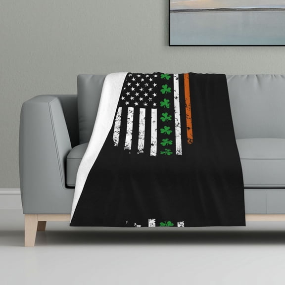Throw Blanket Irish America Flag Flannel Blanket Soft Throw Blanket For Couch Bed All Seasons (32"X48")