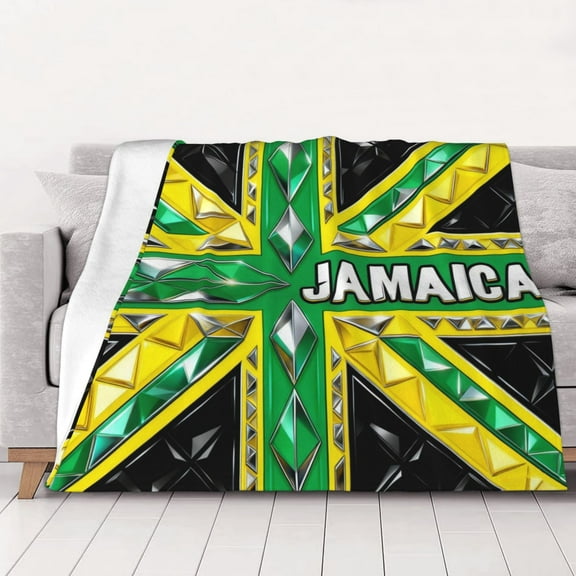Throw Blanket Jamaica Jamaican Kingdom Flag Soft Cozy Fleece Flannel Blanket Home Decor for Couch Sofa Bed 60"x50"